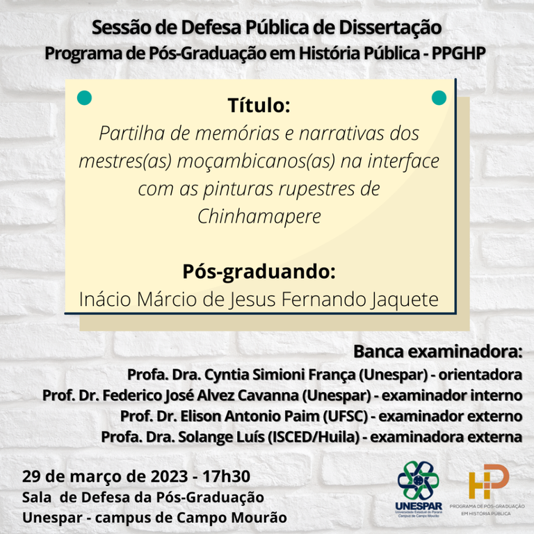 Defesa Pública de Dissertação PPGHP - Inácio Jaquete