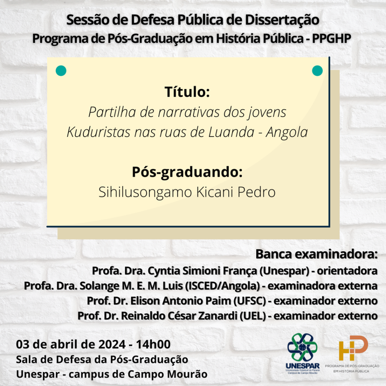 Defesa Pública de Dissertação PPGHP - Kicani Pedro.png